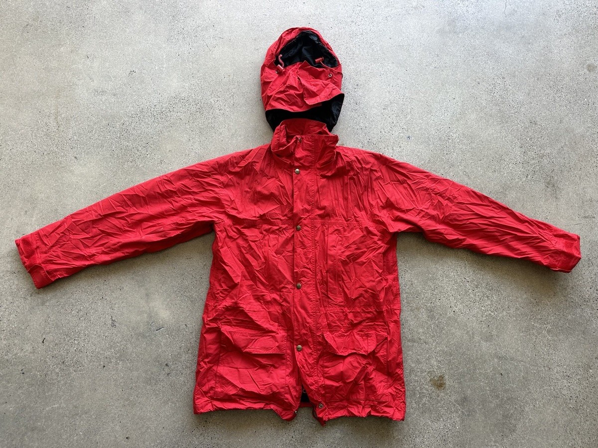 Vintage REI GORE-TEX Red Full Zip Button Closure Rain Coat Jacket