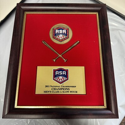 ASA SOFTBALL 2011 NATIONAL CHAMPION Men s Class A Slow Pitch wall Plaque