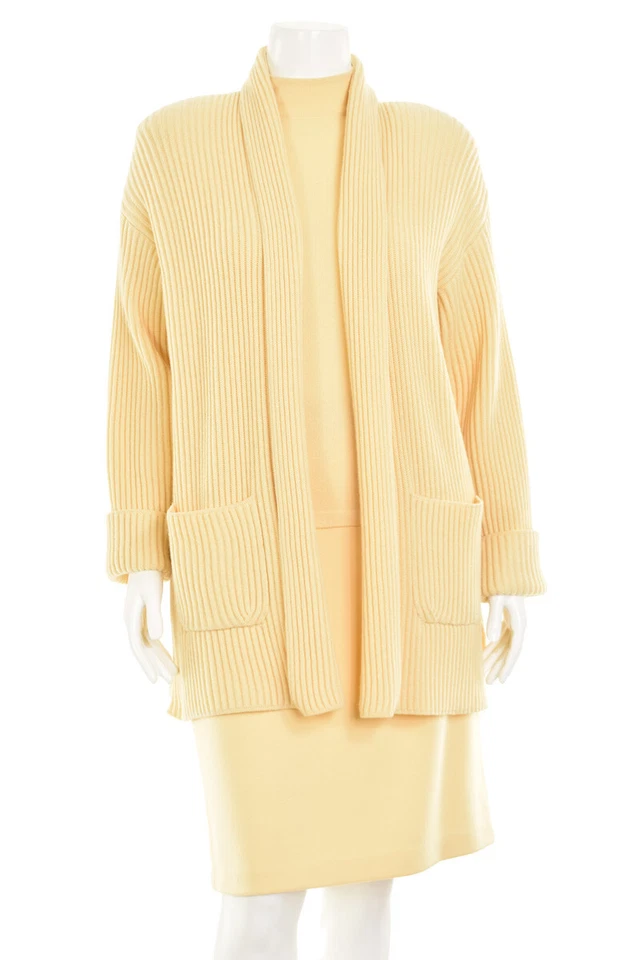 Escada 3Pc пахта кашемир смесь кардиган, подкладка и юбка костюм sz 38/8, 44/14 - Изображение 2 из 4