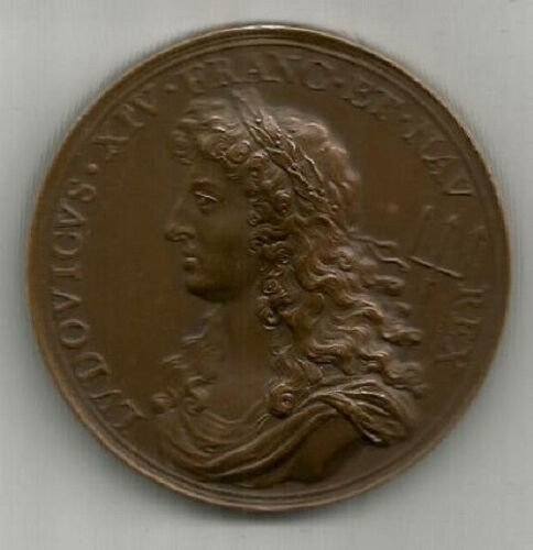LOUIS XIV.Médaille.Rétablissement de la navigation,1668 (1976).Bronze.Lire état. - Afbeelding 1 van 2
