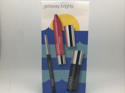 Clinique GETAWAY BRIGHTS Chubby Stick Lip Balm, Chubby Lash Mascara, Quickliner