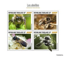 BEES & Flowers / Flying Winged Insects / Bee MNH 4v-Stamp Sheet #121 (2020 Togo)