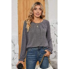 Ruched Round Neck Flounce Sleeve T-Shirt