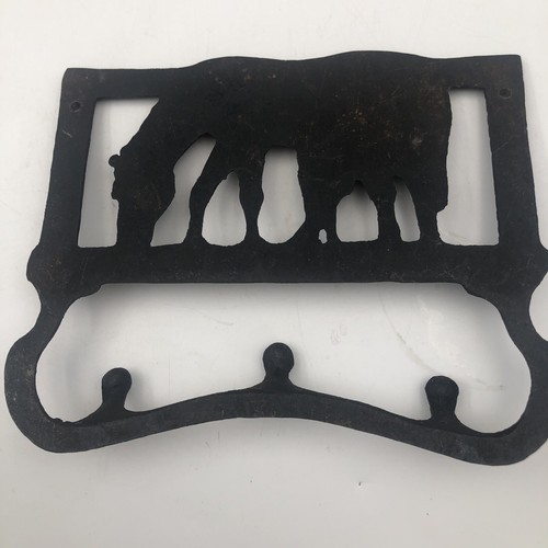 Cast Iron Horse and Colt With 3 Coat Hooks Wall Mounted Western Decor Vintage - Picture 5 of 6