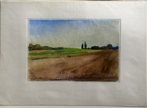 Franz Ehmke (1928-2018) - "Der Berg" - Pastel Original Signé - Paysage Impressionniste - Art Allemand