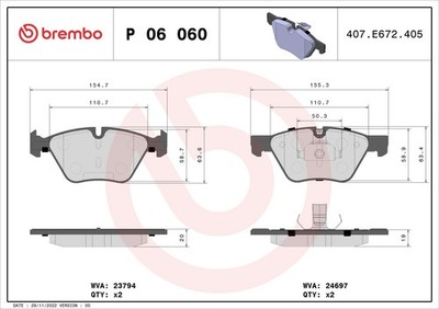 BREMBO Bremsbelagsatz Scheibenbremse PRIME P 06 060 für BMW F10 F11 5er Touring