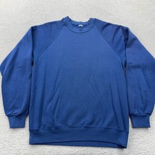 Vintage 90s Blank Mens Blue Raglan Sleeve Sweatshirt Pullover Comfort Size M