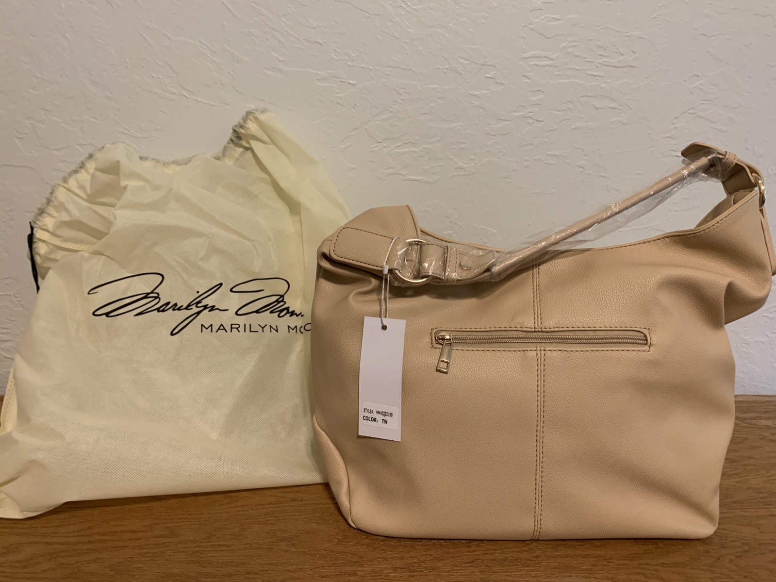 Marilyn Monroe Purse Hand Bag Shoulder Beige Brand New With Carrying Mesh Bag