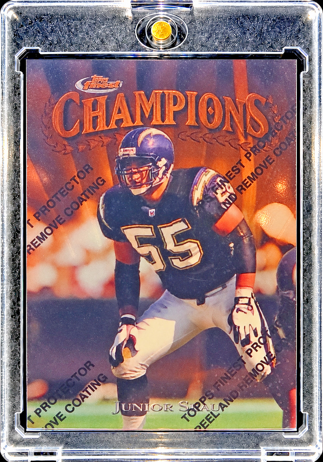 Junior Seau TOPPS FINEST 1997 CHAMPIONS PROTECTOR COATING Near mint