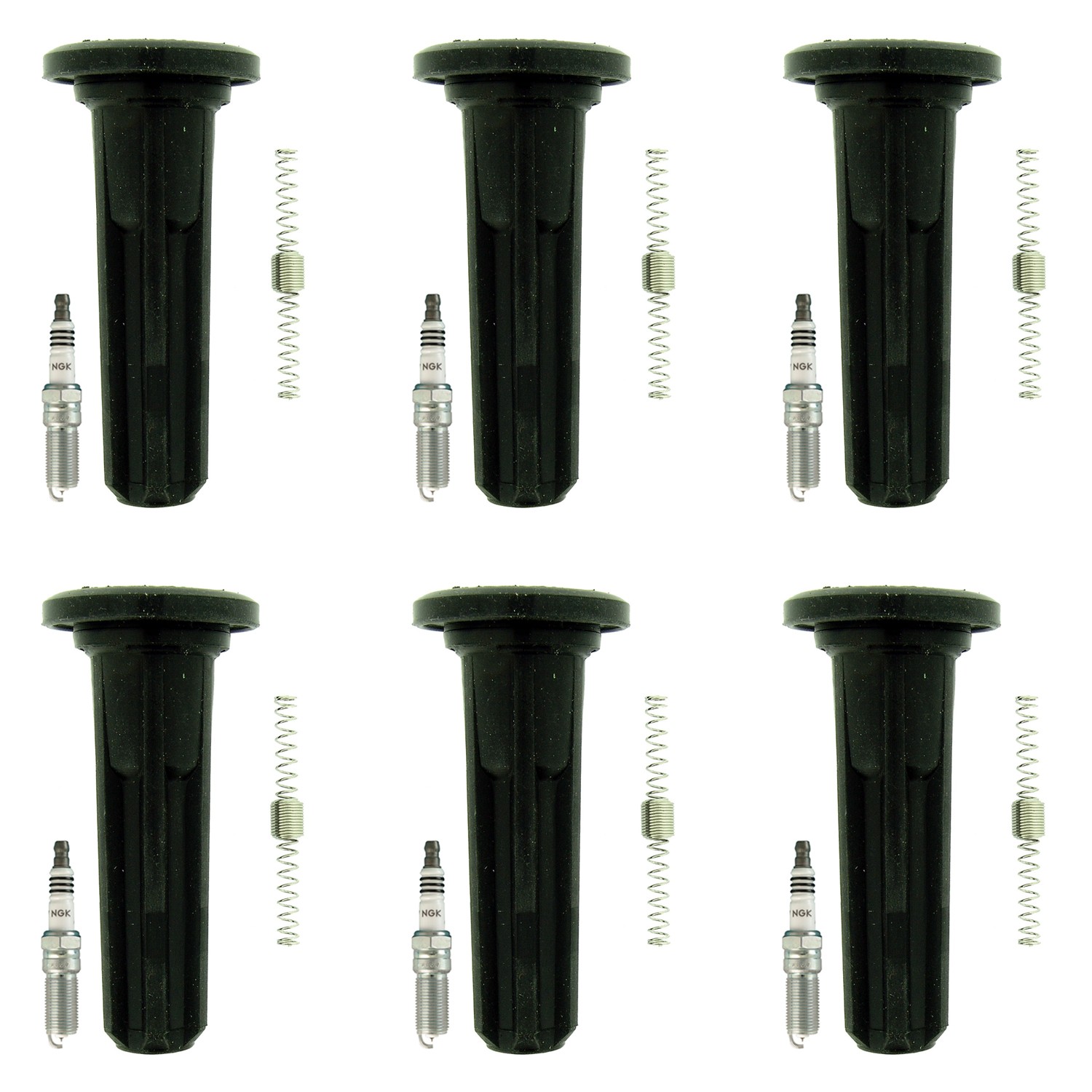 NGK 6 Iridium IX Spark Plugs 6 Coil Boots Kit for 9-7x Ascender Envoy XL 4.2L L6