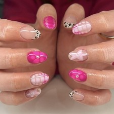 Press On Nail French Art Design Short Almond Tips Durability Artificial Nail