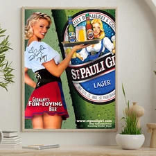 St. Pauli Girl Beer Poster Vintage Style 18x24 Wall Art Bar Pub Mancave Decor ar