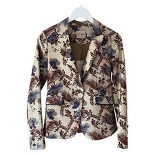 Mos Mosh Blake Beaux Floral Blazer Wild Plum Flower Print Beige EU34 UK6 XS Neu mit Etikett
