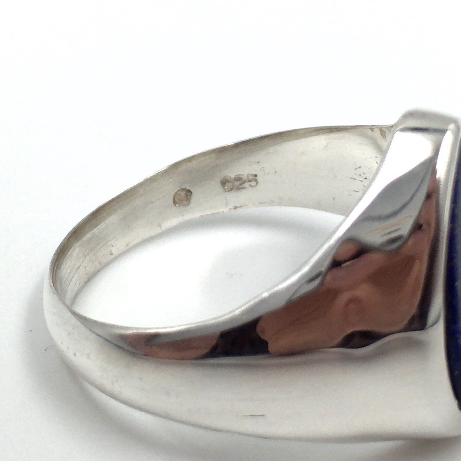 Solid 925 Silver Ring Lapis Lazuli Drop Band Ring… - image 11