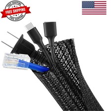 8ft - 1/2 inch Cable Management Sleeve Cord Protector, Split Wire Loom for US...