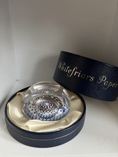 Rare Whitefriars Vintage Millefiori Faceted Crystal Glass Paperweight