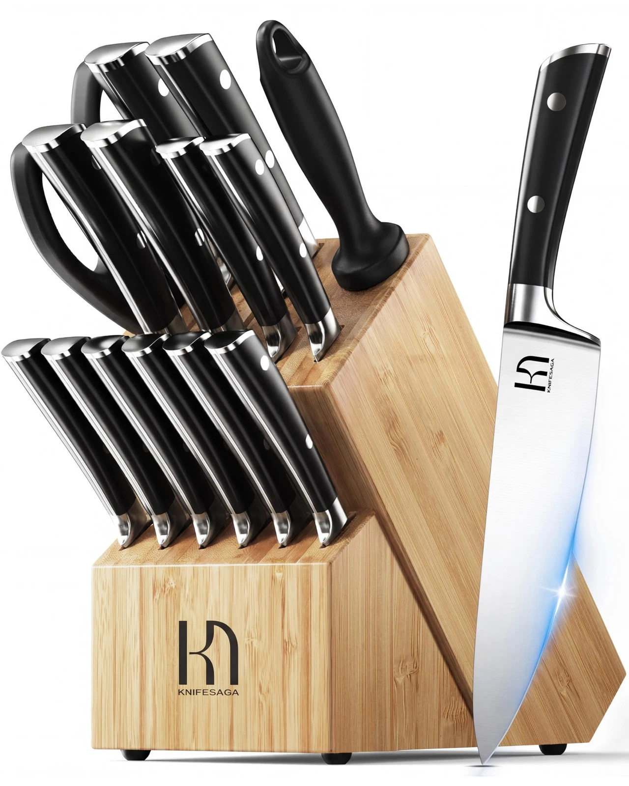 Set 15 Pcs Kitchen Block Set, Enduring Razor-Sharp High Carbon Stainless Stee...
Opens in a new wind