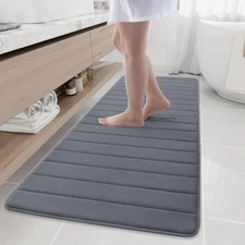 Memory Foam Bath Mat, 70" x 24", Ultra Soft and Non-Slip Bathroom Rugs Dark Grey