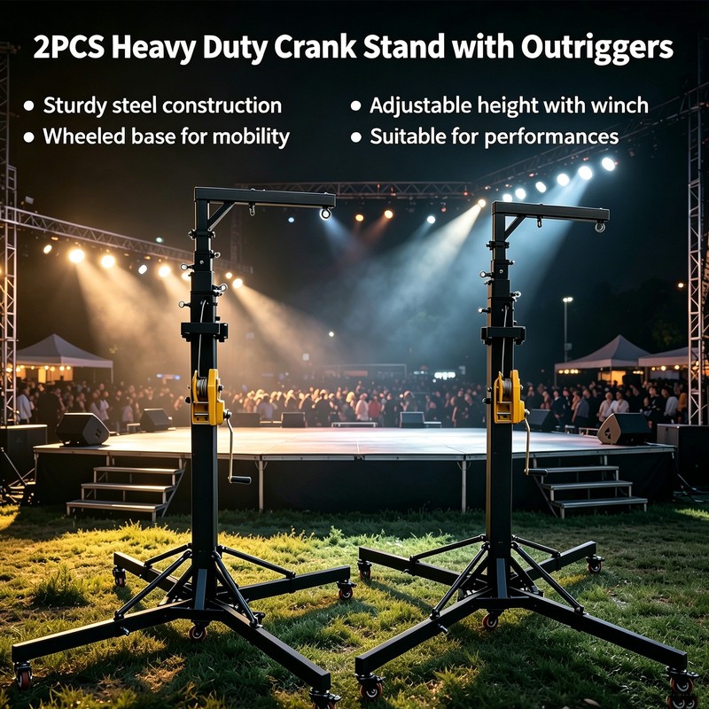 2PCS Heavy Duty Tower Lifter Crank DJ Concert Speaker Stand Crank Up Audio Stand