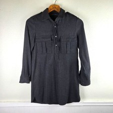 Women's NWOT Zara Gray Button-Up Ling Tunic Shirt/Short Dress Size XS