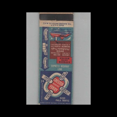 Matchbook Cover Ship Line Chester Ferry Express Highway Link