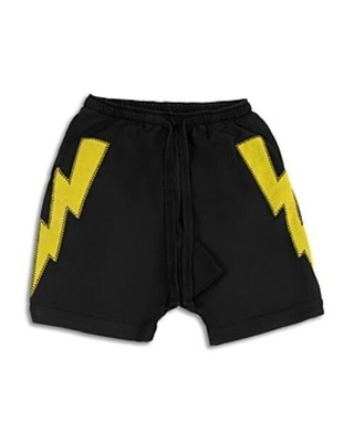 The Rad Black Kids Cotton Lightning Bolt Jump Higher Shorts in Black-XL