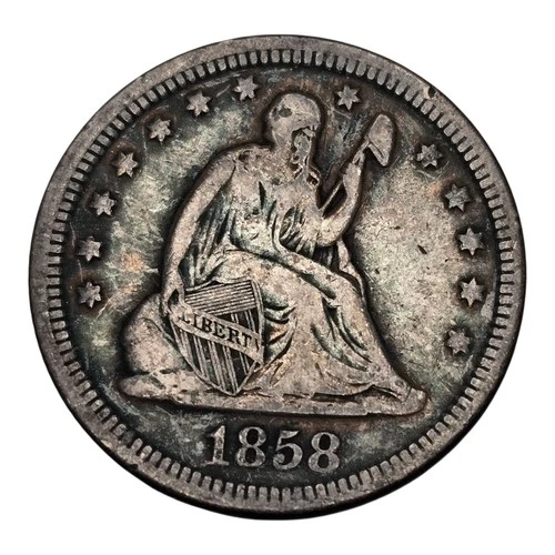 1858 Seated Liberty Silver Quarter Us Coin Vf Details Philadelphia Mint