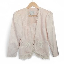Scott McClintock Petites Vintage Lace Evening Jacket Sz 8 Light Pink Romantic