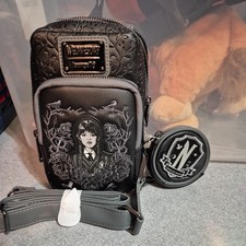 Loungefly: Wednesday Black Roses Cell Phone Crossbody Bag