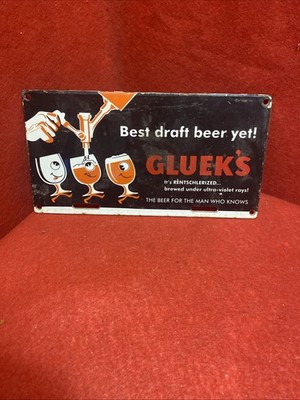 Emailschild GLUEKS Best Draft Beer Yet Vintage Man Cave Werbung 10 cm