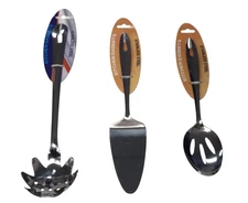 3-Pcs Stainless Steel Kitchen Utensil Cake Server, Slotted Spoon & Noodle Spoon