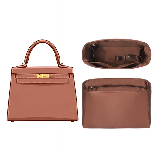 Kelly 28 Bag Insert Soft Satin Fabric - Purse Organizer Insert for Hermes Kel...