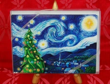 New in Box Set of 10 Starry Night Parody Christmas Cards w Envelopes Van Gogh