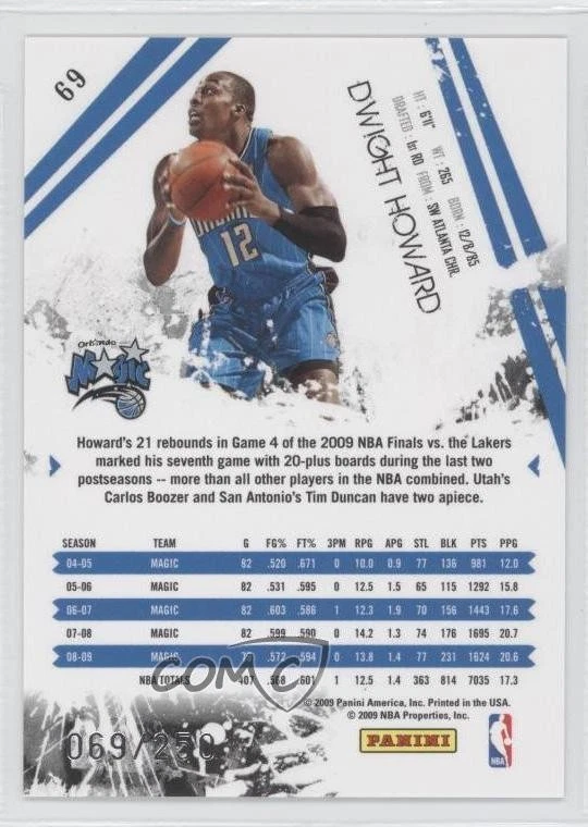 2009-10 Panini Rookies & Stars Longevity Ruby /250 Dwight Howard #69 HOF - Image 2 of 2