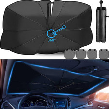 Faltbar Auto Sonnenschutz 140x75cm UV-Schutz 4 Seitenteile + Tasche + Saugnäpfe