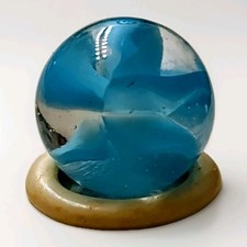 Vintage Vitro Agate Hybrid Turquoise Blue 5 Finger Caged Cats Eye Glass Marble