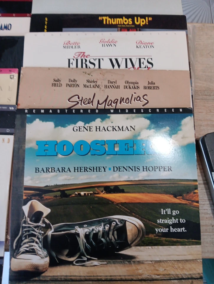 Vintage 80’s 90's LaserDisc Lot Of 9 Classic Movies Cowboy Way Hoosiers steel - Image 2 of 4