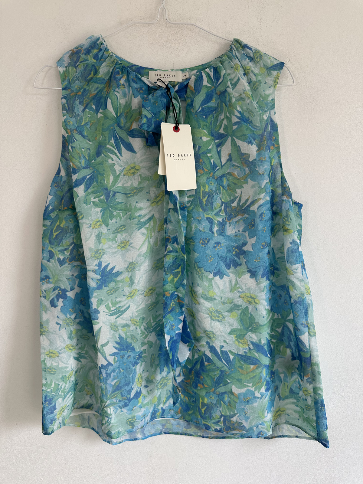 TED BAKER BLOUSE TOP Green Blue Floral Tank Sleeveless NEW 8 10 £80