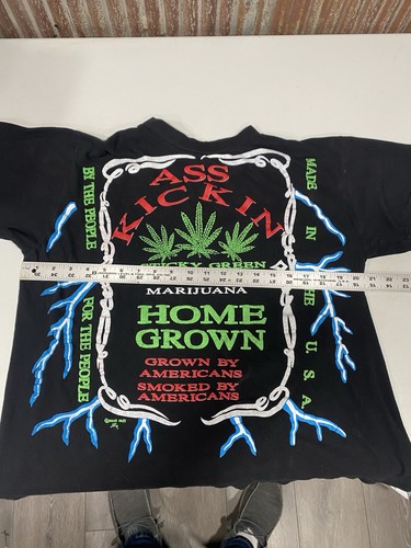 Vintage 90s Ass Kickin Marijuana T-Shirt All Over Single Stitch Measures Large L - Picture 3 of 8