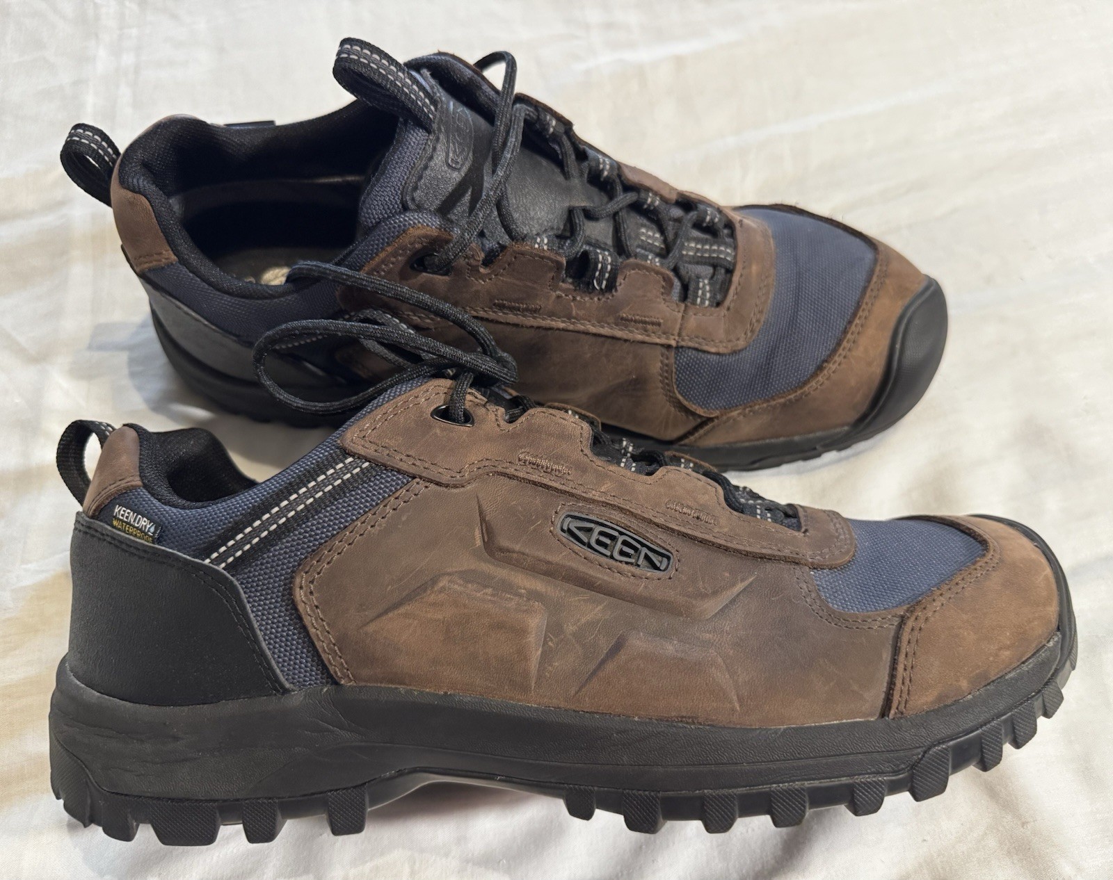 KEEN 1023737 Scarpe da trekking impermeabili da uomo taglia 13 in pelle e blu