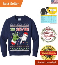 67 6 7 Six Seven Boys Girls Kids Youth Santa Ugly Funny ChristmasSweater Crew...