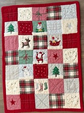 POTTERY BARN KIDS BABY QUILT  PATCHWORK HOLIDAY SHERPA REVERSIBLE GINGHAM RARE