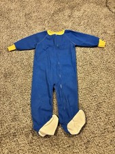 Vintage Gerber Blue / Yellow Footie Pajamas Zip Up Sleep Outfit With Feet 4T