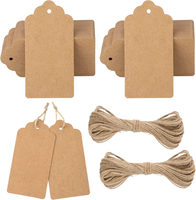 100Stk GeschenkanhäNger Braun: 5X10Cm Kraftpapier Etiketten AnhäNger Mit Jutesch