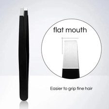 Stainless Steel Black Eyebrow Tweezer with Slant and Flat Point Beauty Tools for