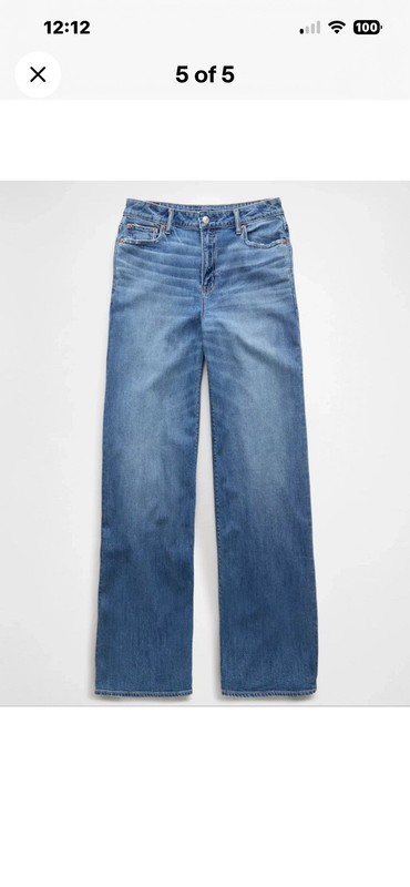 AE Dreamy Drape Stretch Super High-Waisted Baggy Wide-Leg Jean- 6 Short