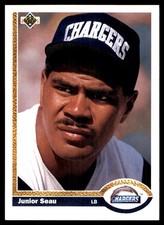 Junior Seau 1991 Upper Deck #343 Chargers NFL READ FREE SHIPPING AutographDen