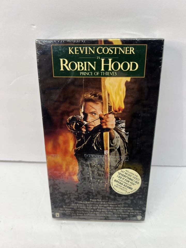 Vintage 1991 Robin Hood: Prince of Thieves VHS NEW Sealed Kevin Costner Movie Foto 2 de 4
