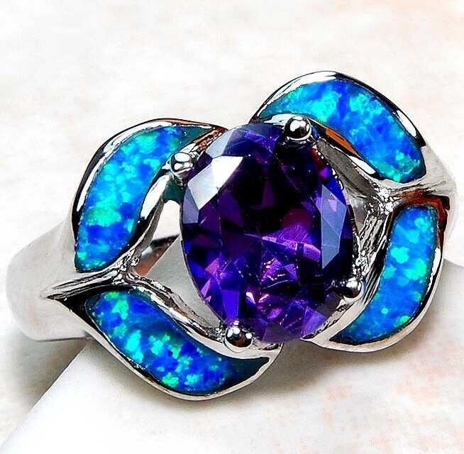 2CT Amethyst 925 Solid Sterling Silver Ring Jewelry Sz 7 GA3-5