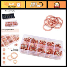 200 PCS Copper Crush Washers - 10 Sizes Metric Flat Ring Sealing Gaskets Set for